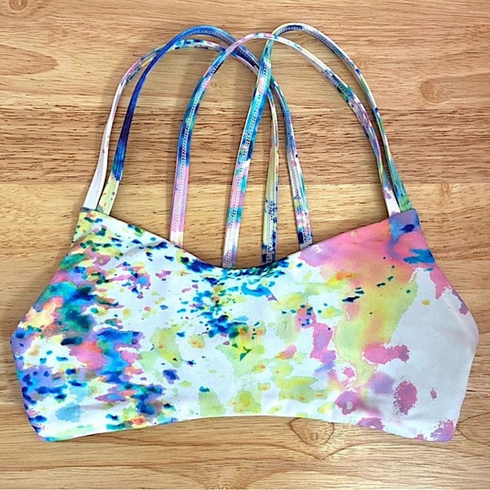 JOLYN Fendrick Multicolored Tie Dye Bikini Swim Top Sports Bra UPF 50+ Size XS